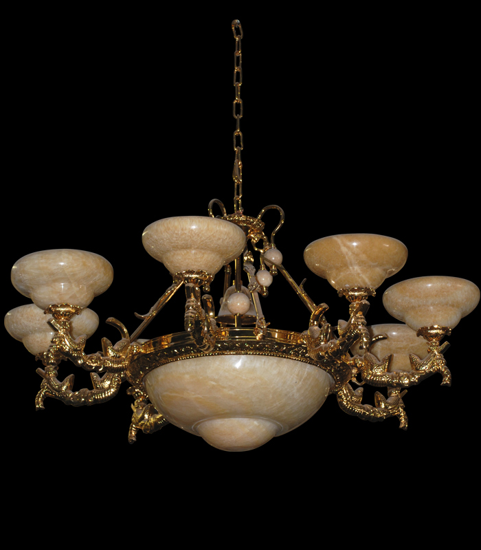 Onyx and Gold Plating Chandelier