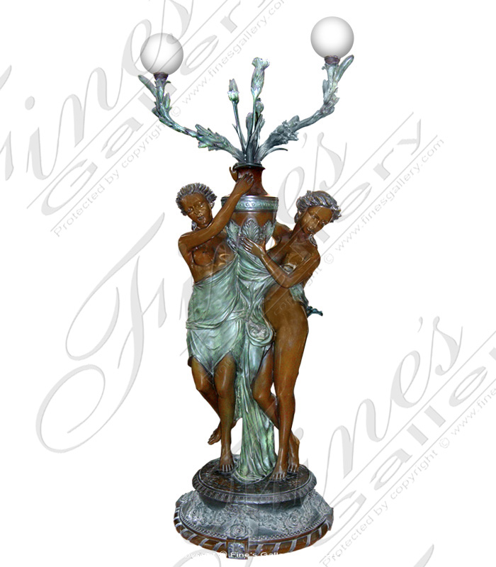 Bronze Lamp Post Two Ladies wi