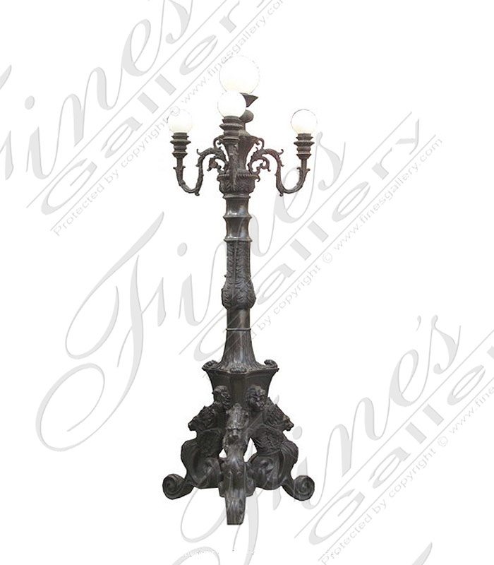 Regal Lion Lamp Post in Bronze