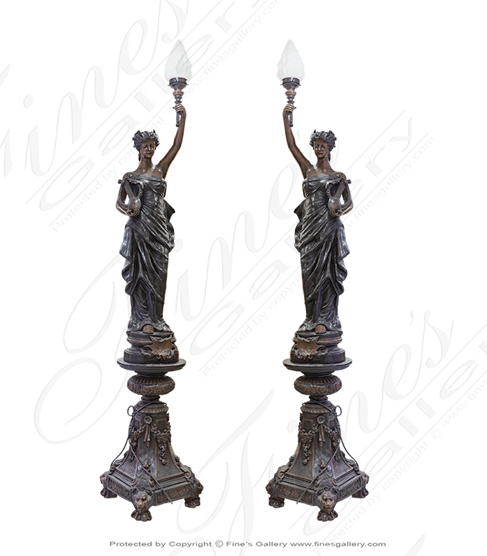 Figurative Floor Lamp Pair