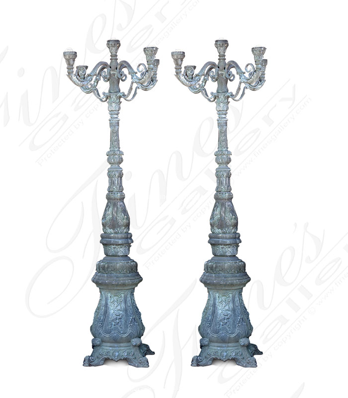 Vintage Collection - Patina Bronze Lamp Post Pair