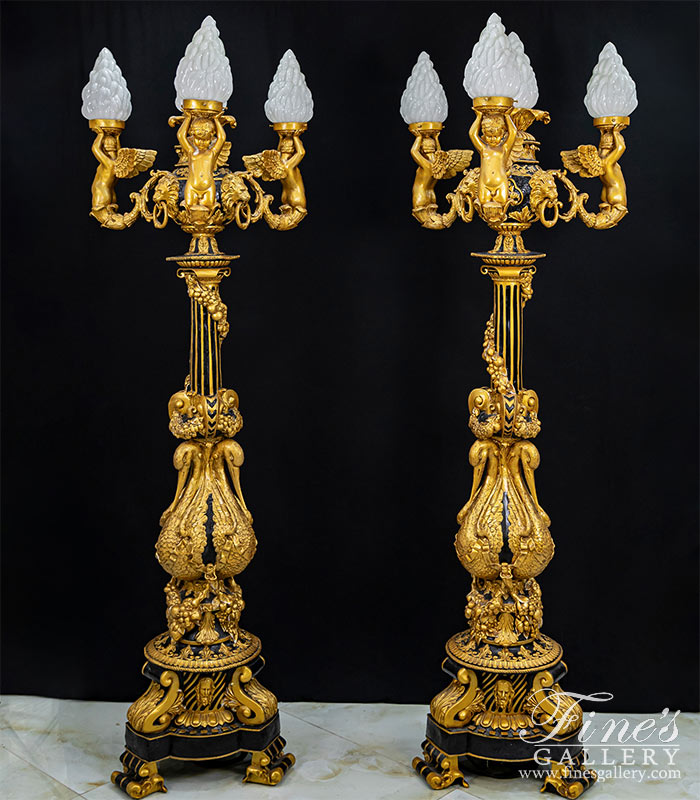 Luxurious French Lamp Post Pair