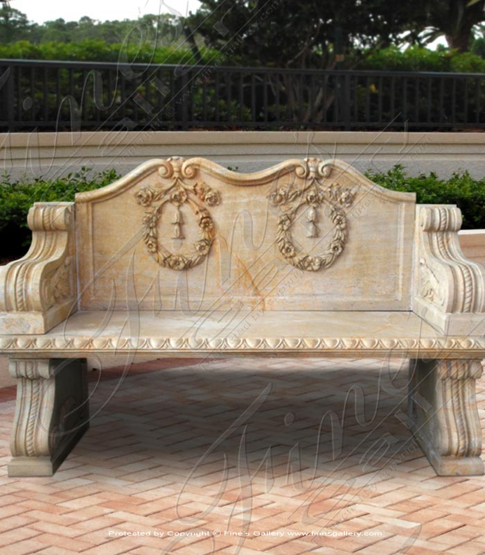 Flower Wreaths Marble Bench