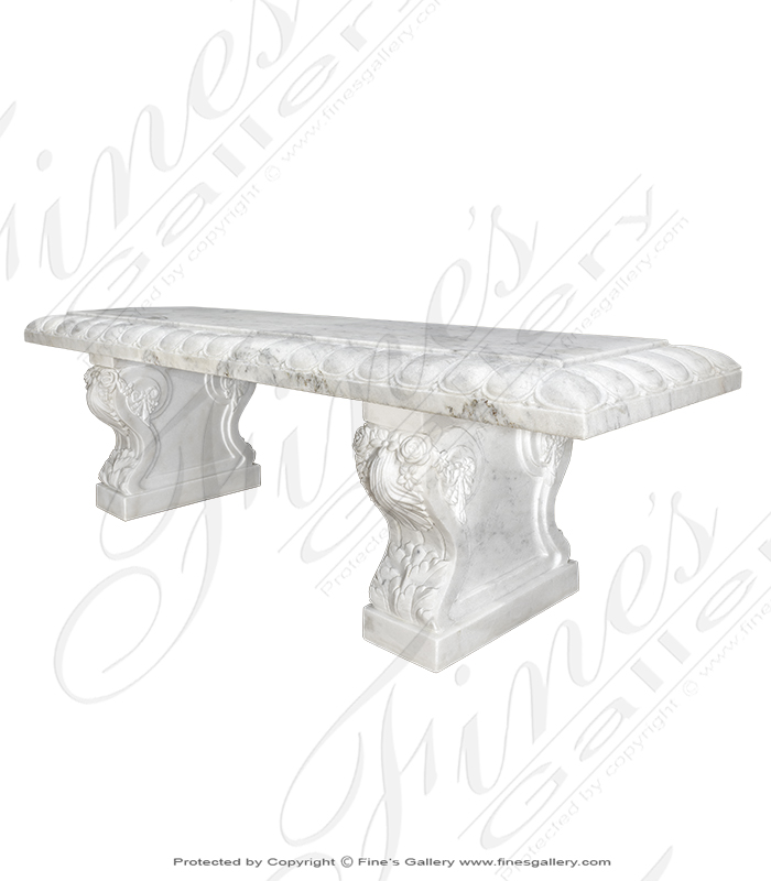 Garden Bench in Statuary White Marble