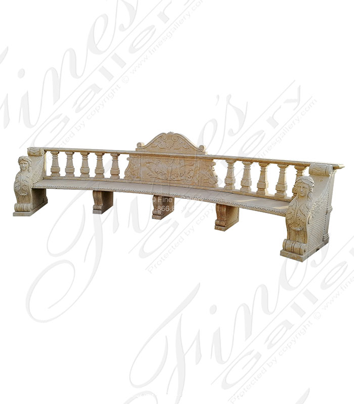 Oversized Hand Carved Natural Stone Estate Bench