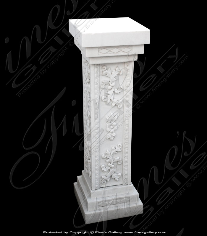 White Square Floral Marble Bas