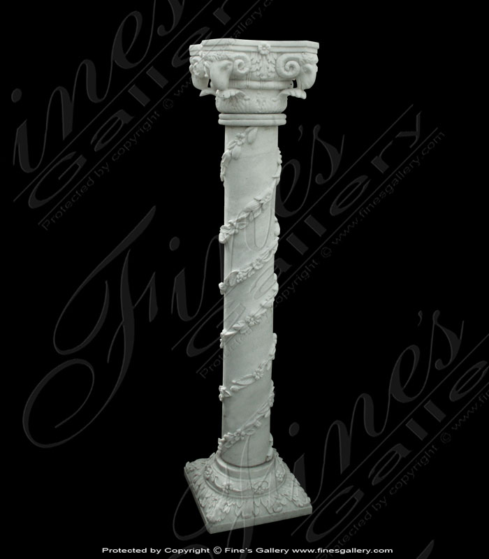 Ram Head & Flower Spiral Marble Base