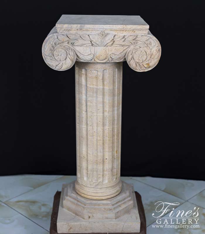 39 Inch Fluted Ionic Marble Pedestal