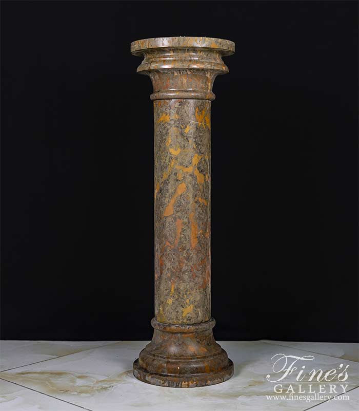 36 Inch Pedestal in Polished Giallo Marrone Marble