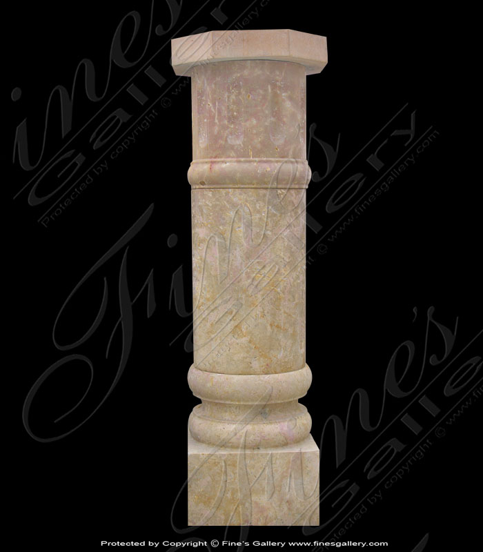 Fluted Pedestal in Beige Travertine