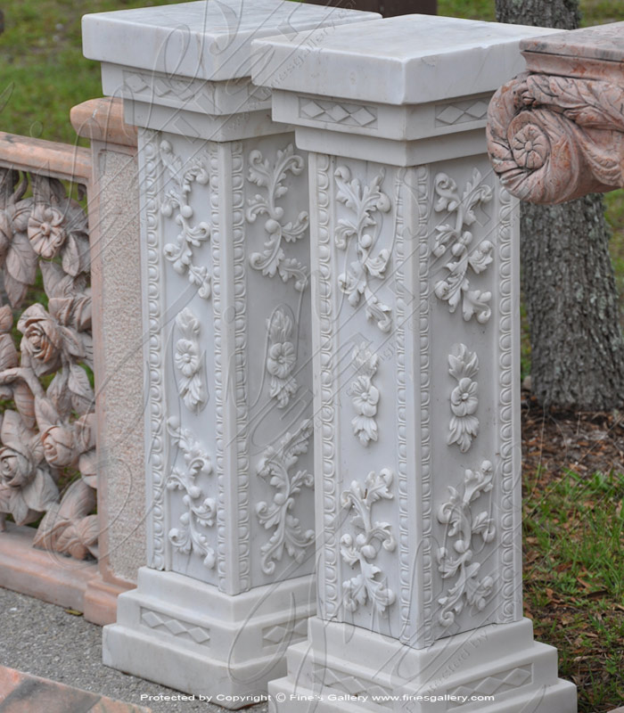 Ornate White Marble Base