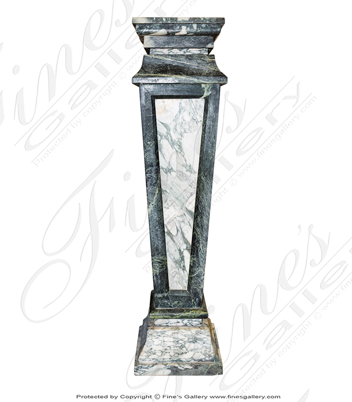 Arabascato and Verde Green Marble Pedestal