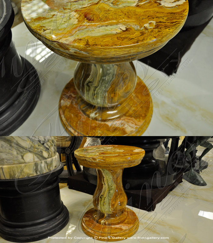 Multicolor Bronze and Green Onyx Pedestal