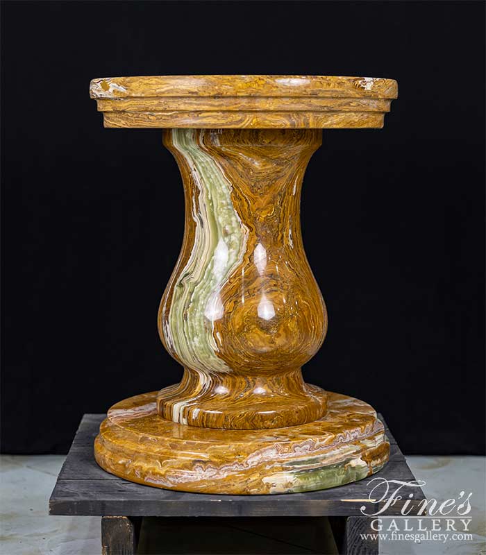 Multicolor Bronze and Green Onyx Pedestal