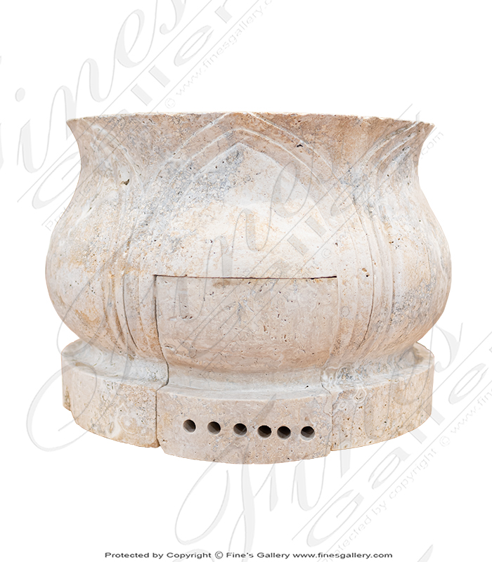 Lotus Shaped Light Travertine Fountain Base