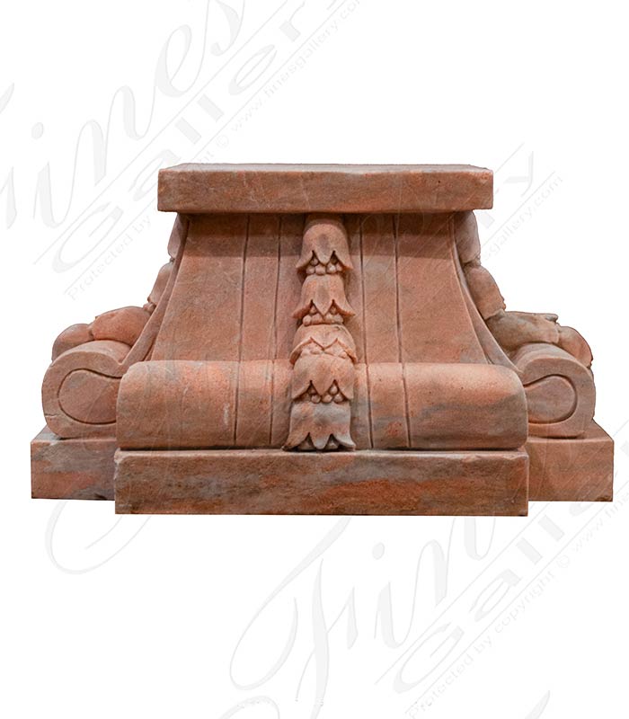 Highly Ornate Carved Pedestal in Rosetta Marble