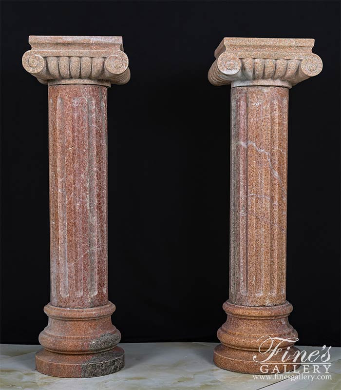 3 Ft Tall Pedestal Pair in Red Granite