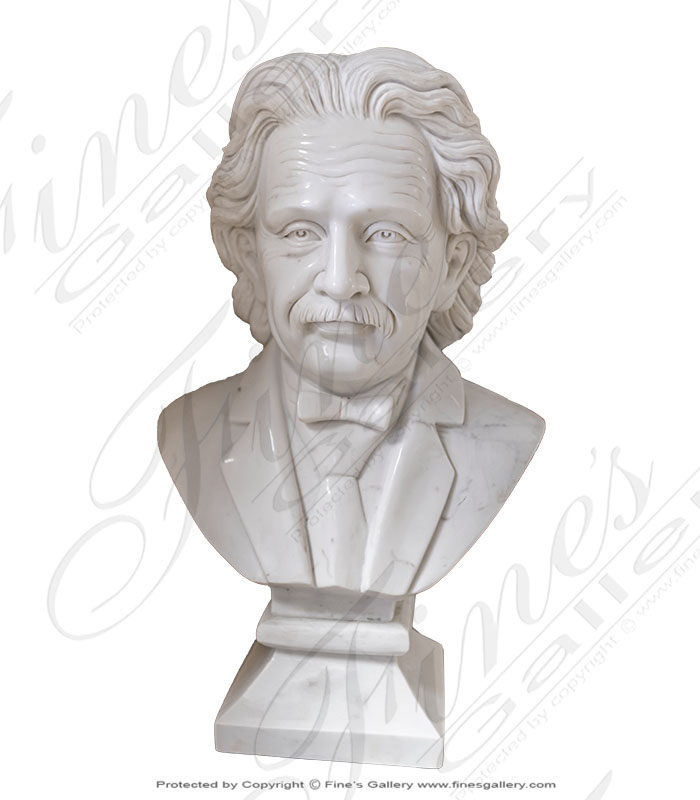 Bust of Albert Einstein in Pure White Marble