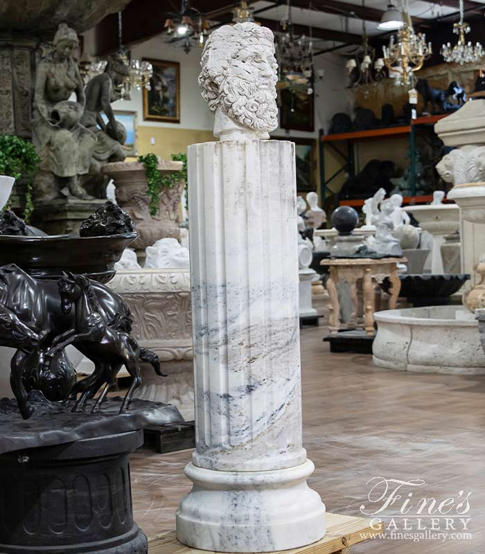 Italian Travertine Dionysus Wine God Bust