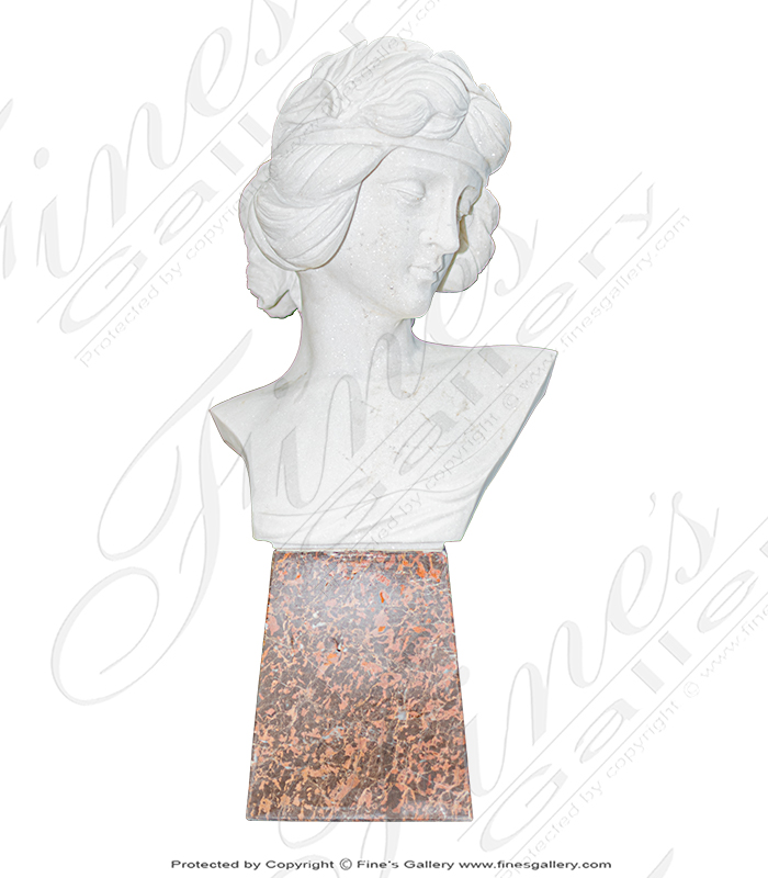 Statuary White Marble Bust of an Art Nouveau Woman