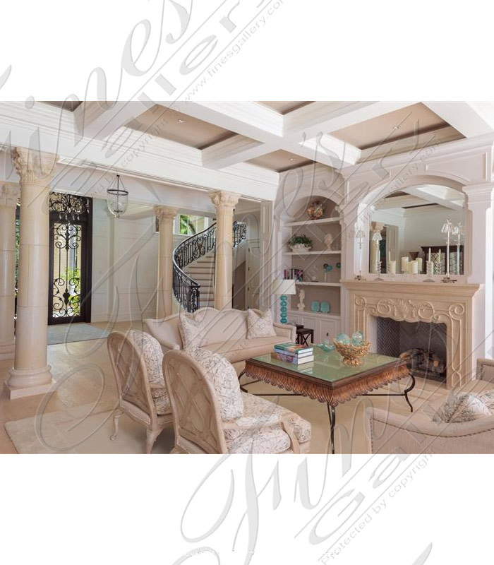 Naples Florida Cream Marble Columns and Mantel