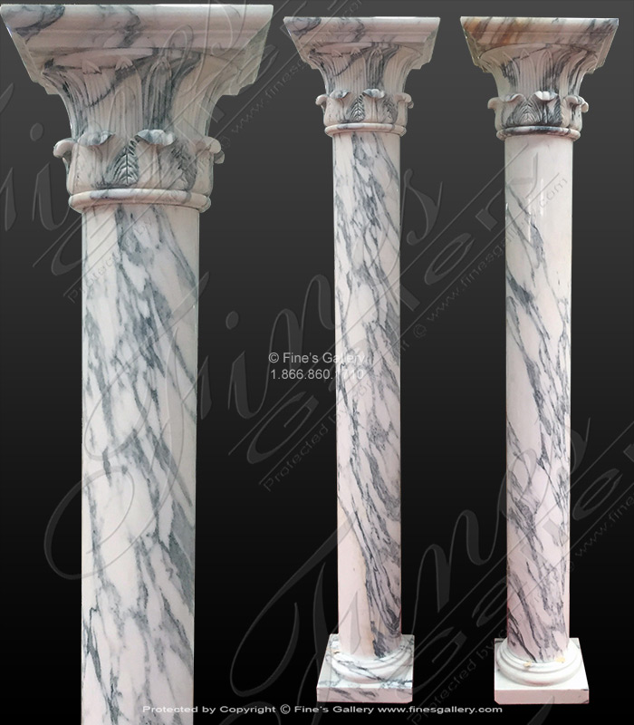 Arabascato Marble Column Pair