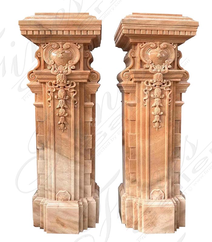 Iron Gate Column Posts in Rosetta Marble