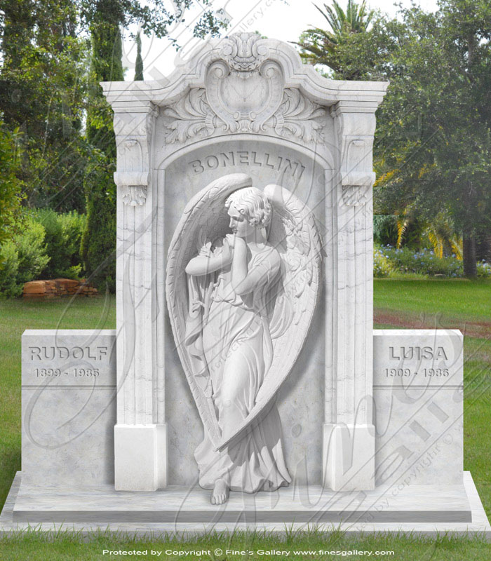 Double Marker Angel Marble Memorial