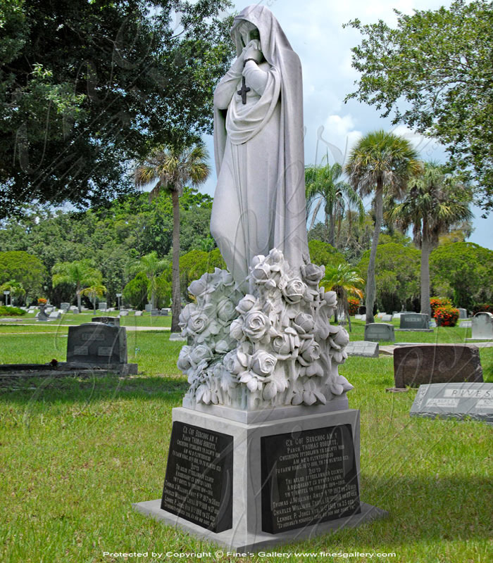 Madonna w/Roses Marble Memorial