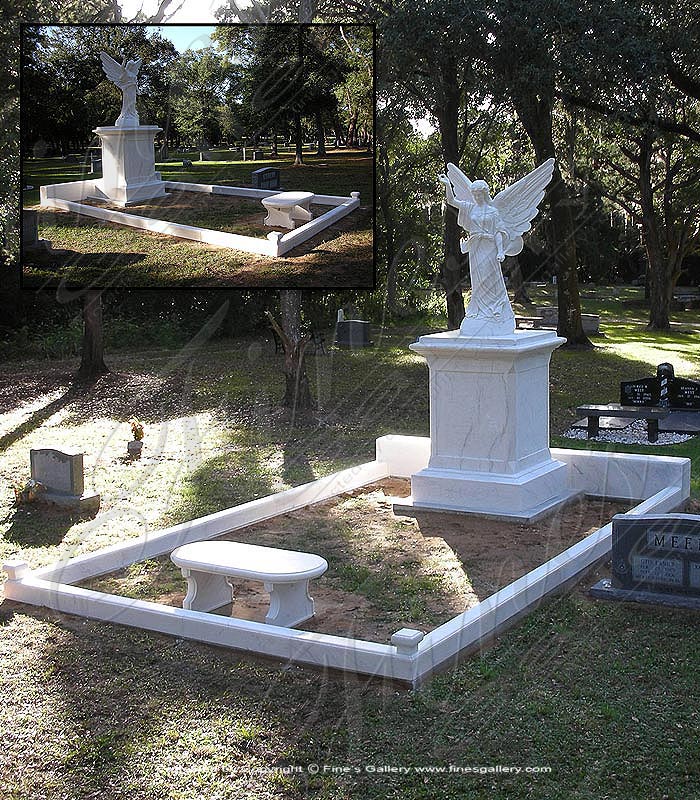 Marble Angel Monument w/Bench 