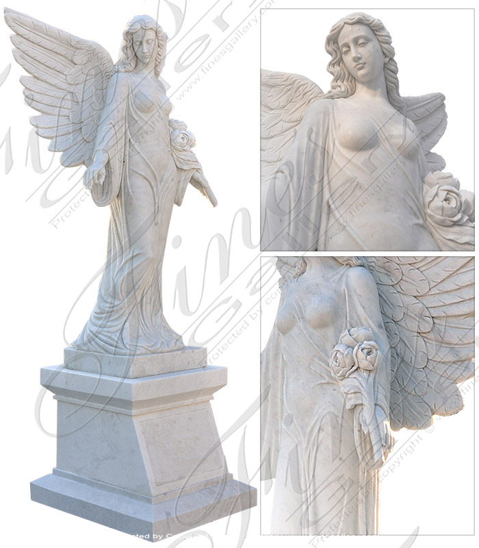 Life-size Peaceful Angel Marble Memorial