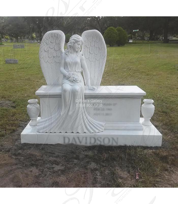Two Person Angel Marble Monument
