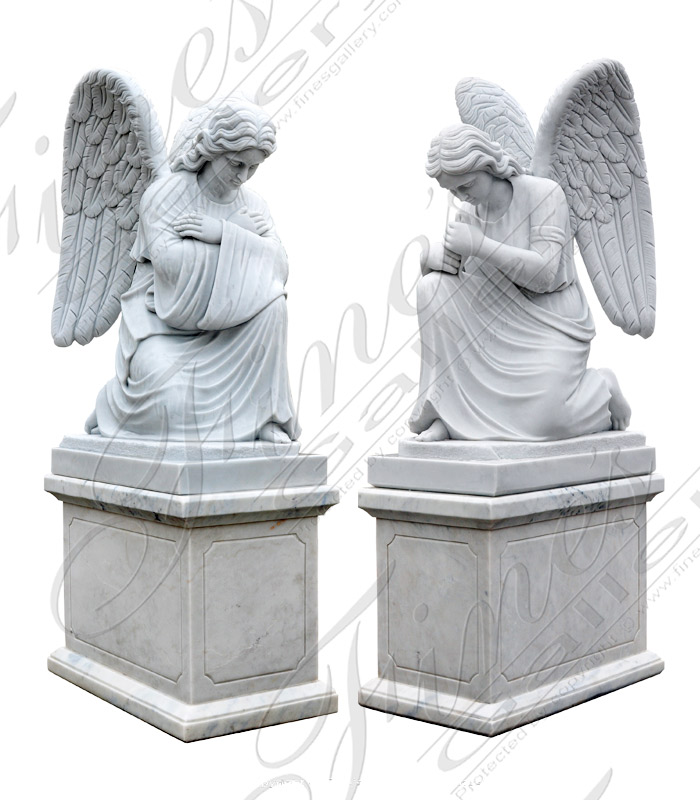 Kneeling Angel Pair Marble Memorial