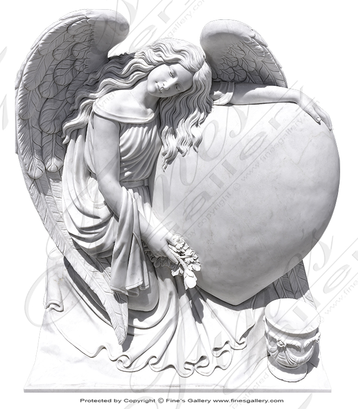 Marble Angel w Heart Memorial