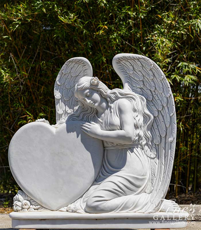 White Marble Angel Hearth Monu