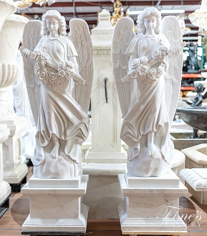 Ornate White Marble Angel