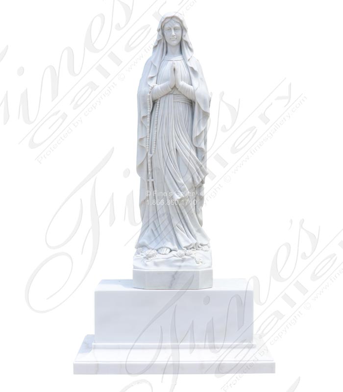 Marble Lady of Lourdes Monument with Two Person Headstone