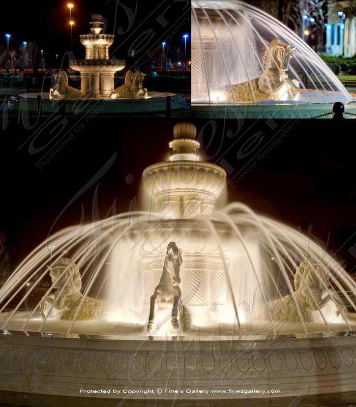 Roman Horses Marble Fountain