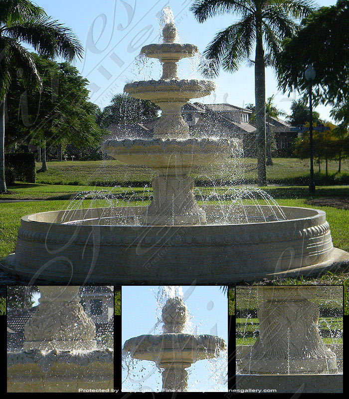 Classical Three Tiered Fountain in Cream Marble