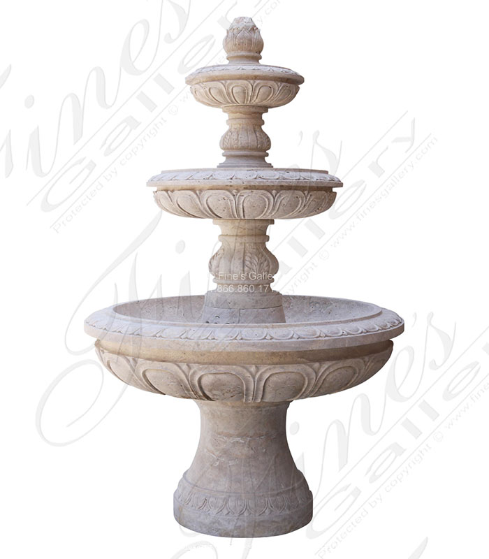 Three Tiered Fountain in Light Travertine