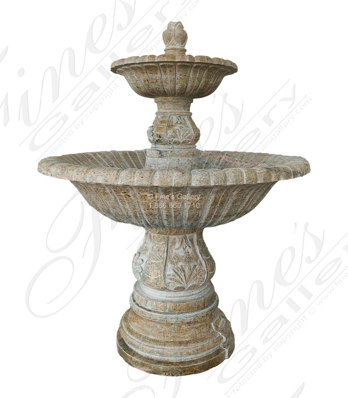 Two Tiered, Solid Granite Fountain