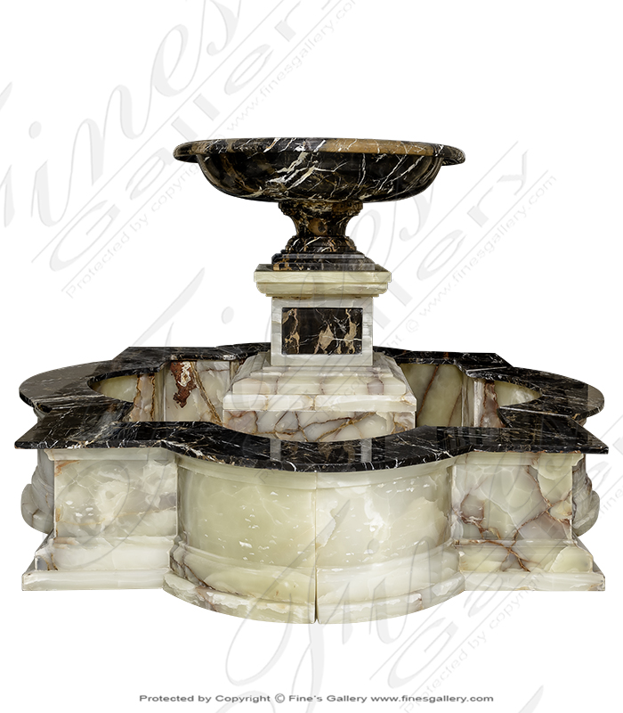 Luxurious black and white marble fountain