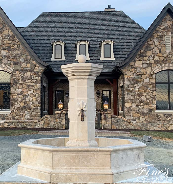 French Countryside Travertine Fountain