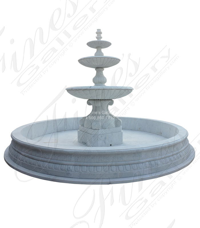 Oversized Estate Fountain in Statuary White Marble