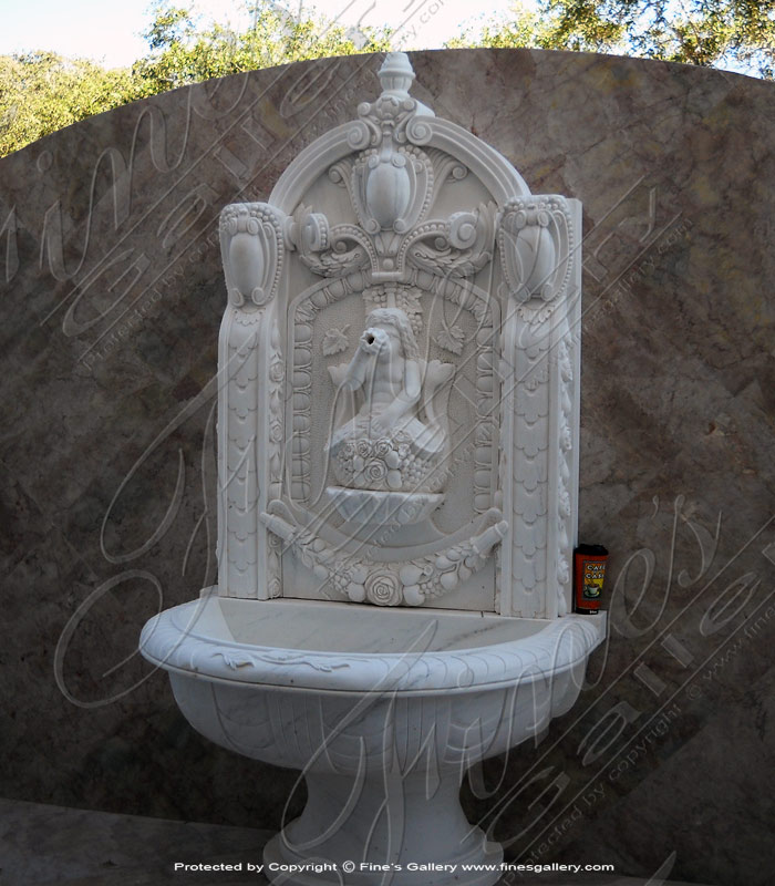 Classic Italian Wall Fountain in White Marble