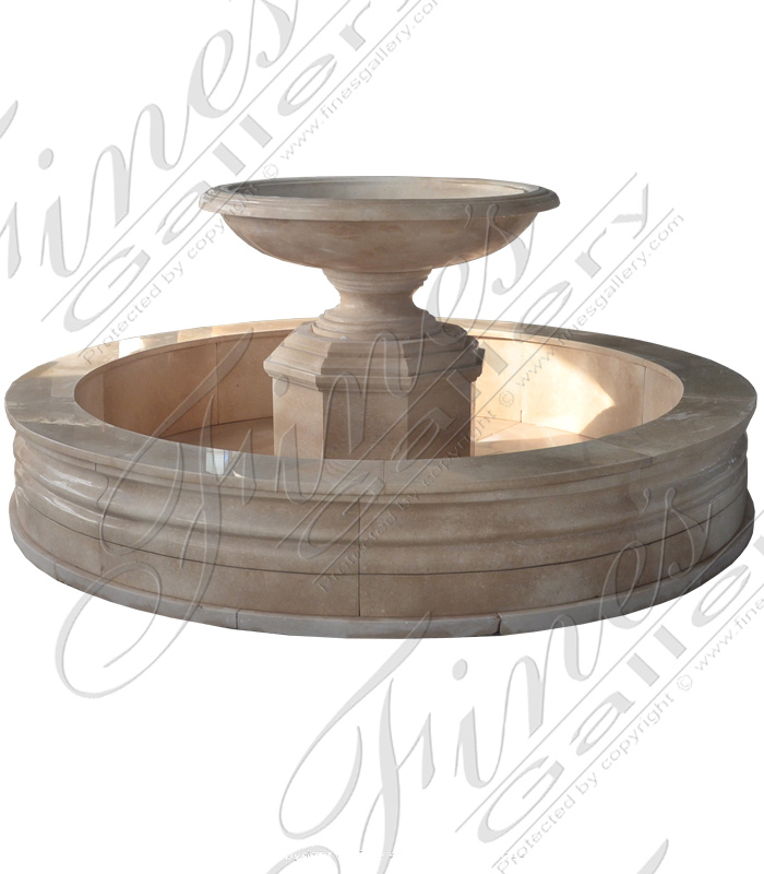 Transitional Tuscan Cream Marble Garden Fountain