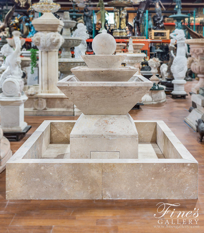 Contemporary Square Shape Travertine Fountain