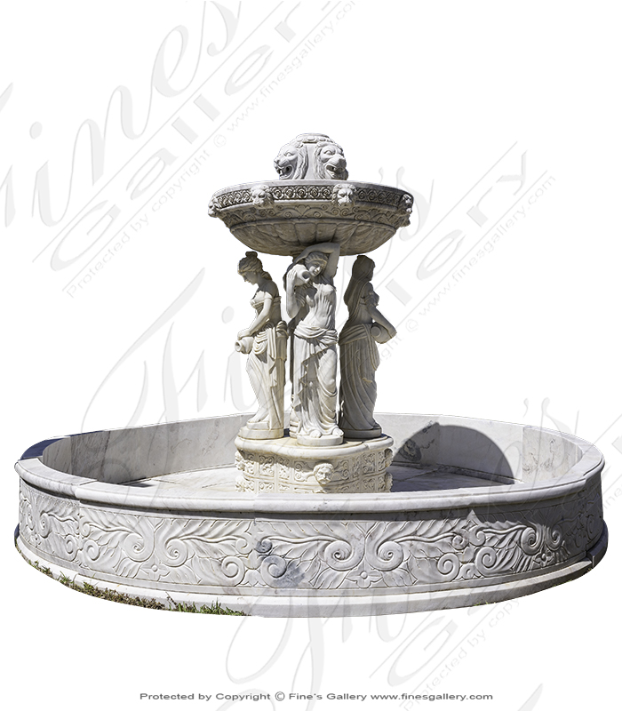 Antique Style Ladies and Lions Fountain