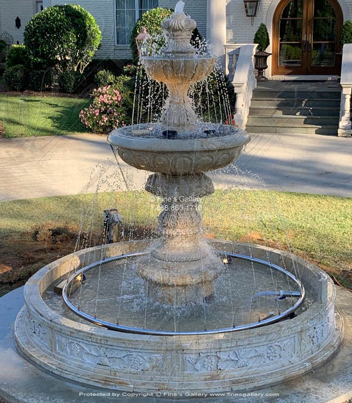 Antique Travertine Courtyard Fountain