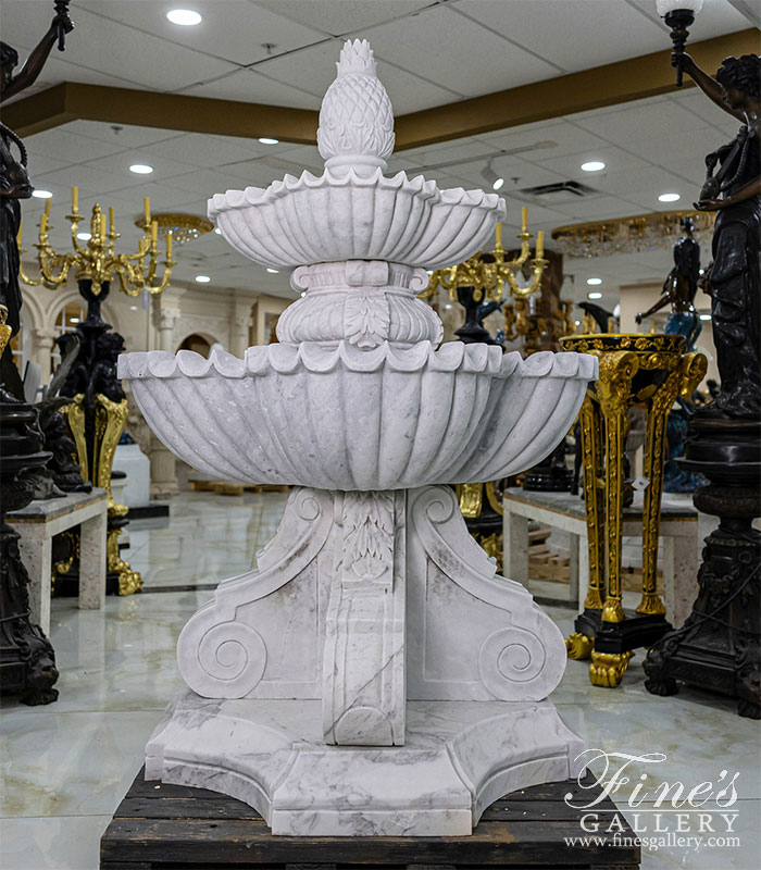  Luxurious Two Tiered White Marble Fountain